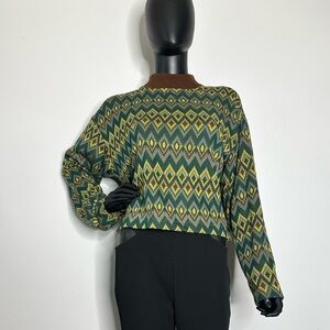Zara Printed Crop Sweater Size M